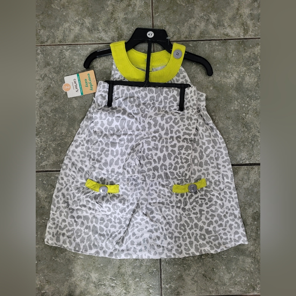 NWT 2pcs Carter's Leopard Print Dress + Matching Shorts Size 2